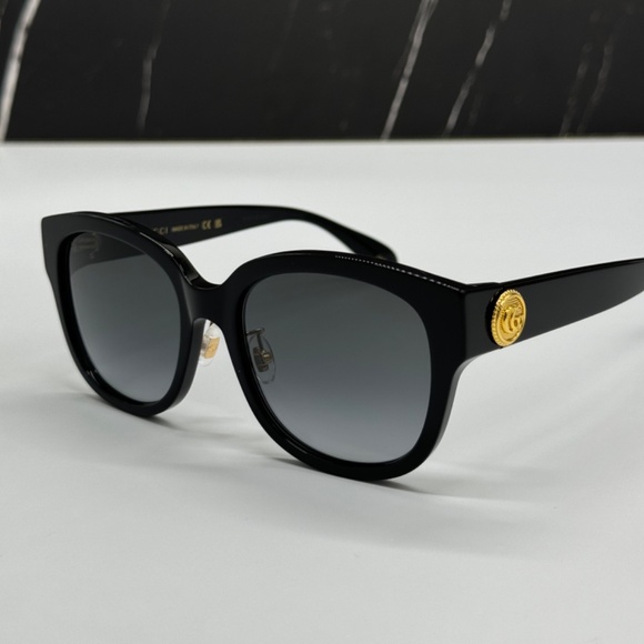 NEW GG1409SK 001 GUCCI BLACK GREY ROUND WOMEN GUCCI SUNGLASSES - Picture 6 of 14